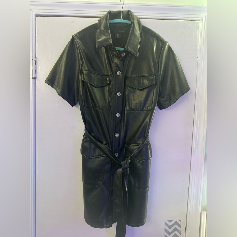 House of Harlow 1960 Black Faux Leather Dress